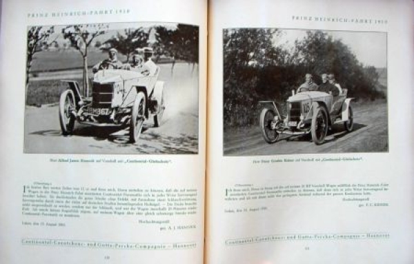 Continental Tires "Prinz Heinrich Fahrt 1910" Automobile-Motorracing 1910 (7153)